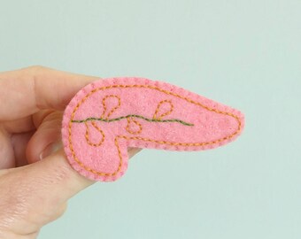 Pancreas Felt Brooch Body Part Jewellery Organ Jewelry Digestive System Medical Brooch