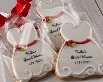 Bridal Cookies, Dress Cookies, Wedding Cookies - 12 Decorated Sugar Cookie Favors