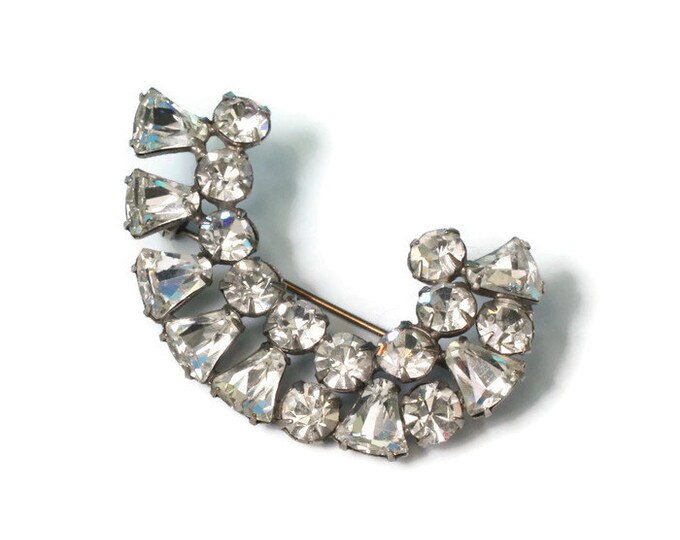 Curved Crystal Rhinestone Brooch Diamante Wedding Special Occasion