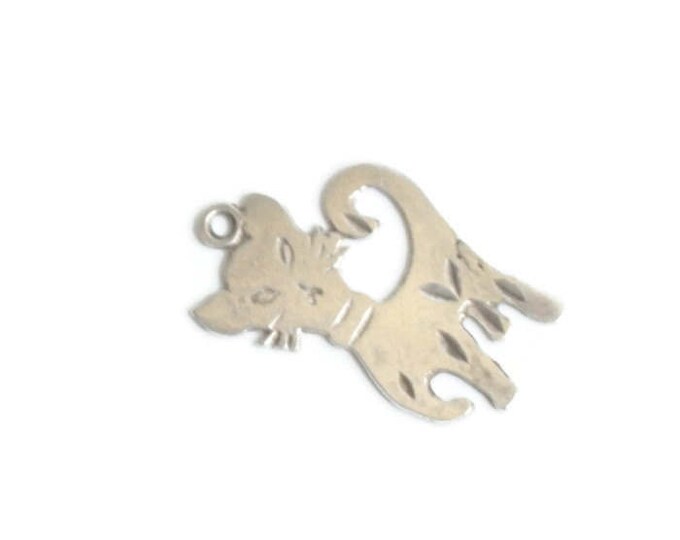 Sterling Silver Kitty Cat Charm for Charm Bracelet Vintage