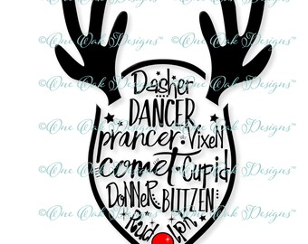 Reindeer SVG File PDF / dxf / jpg / png / eps / ai / Reindeer Names small SVG File for Cameo, Cricut & other electronic cutters