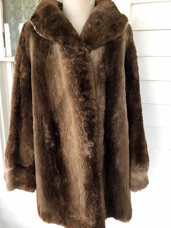 Vintage Sheared Dyed Beaver Fur Coat Jacket Winter M/L
