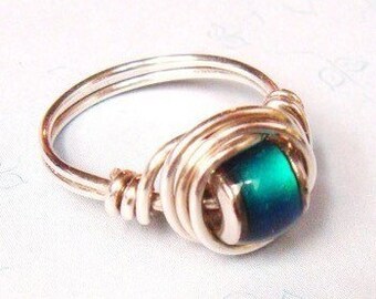 Mood Ring Sterling Silver Ring Sterling Silver Mood Ring Wire Wrapped Ring