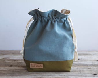 Knitting Bag, Project Bag, Drawstring Bag, Knitting Project Bag, Upcycled, Mothers Day Gift, Sock Bag, Makeup Bag, Toiletry Bag