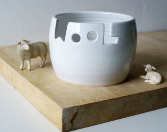 Made to Order - The 'wool' yarn bowl, hand thrown custom pottery yarn bowl