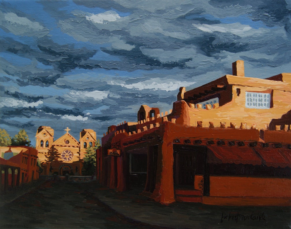 Santa Fe Painting Original Oil Painting on Canvas Downtown