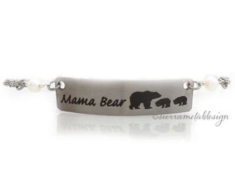 Mama Bear Bracelet Bear Jewelry For Mom Gift Bear Gift for Mother's Day Mom Bracelet Birthday Christmas Mama Bear Cubs