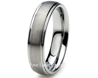 Tungsten Wedding Band, Brushed Tungsten Ring, Mens Ring, Mens Wedding Band, 6mm Tungsten Ring, Custom Engraved Ring, Wedding Ring,
