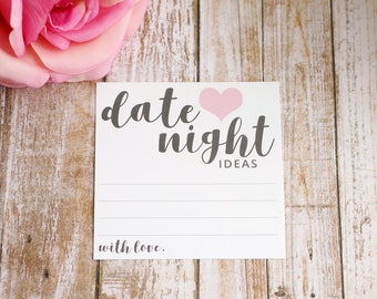 Date Night Cards - Date Night Ideas - Date Night Jar Suggestion Card - Modern Script - 4x4 Inch Square Idea Card
