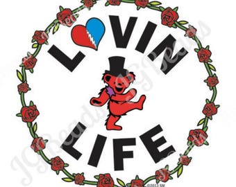 Grateful Dead Dancing Bear Lovin Life Sticker, Old School Original Art, Bumper Sticker, Dead and Company, GD50, Window Sticker