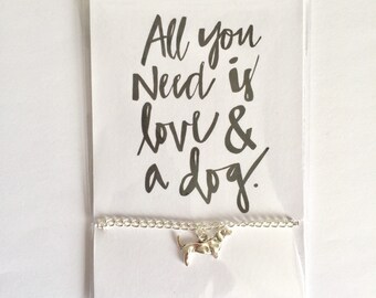 All You Need Is Love And A Dog - Silver dachshund Bracelet