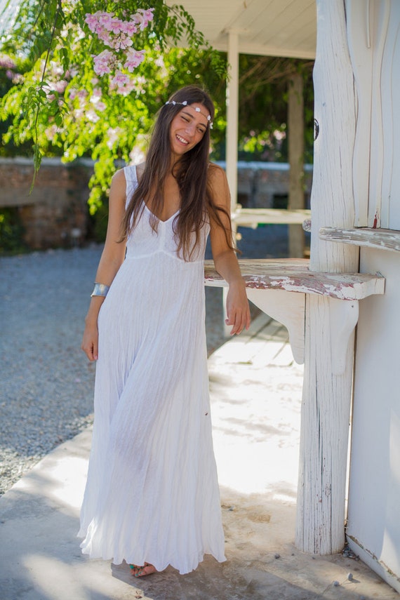 White Linen Dress For Beach Wedding 3