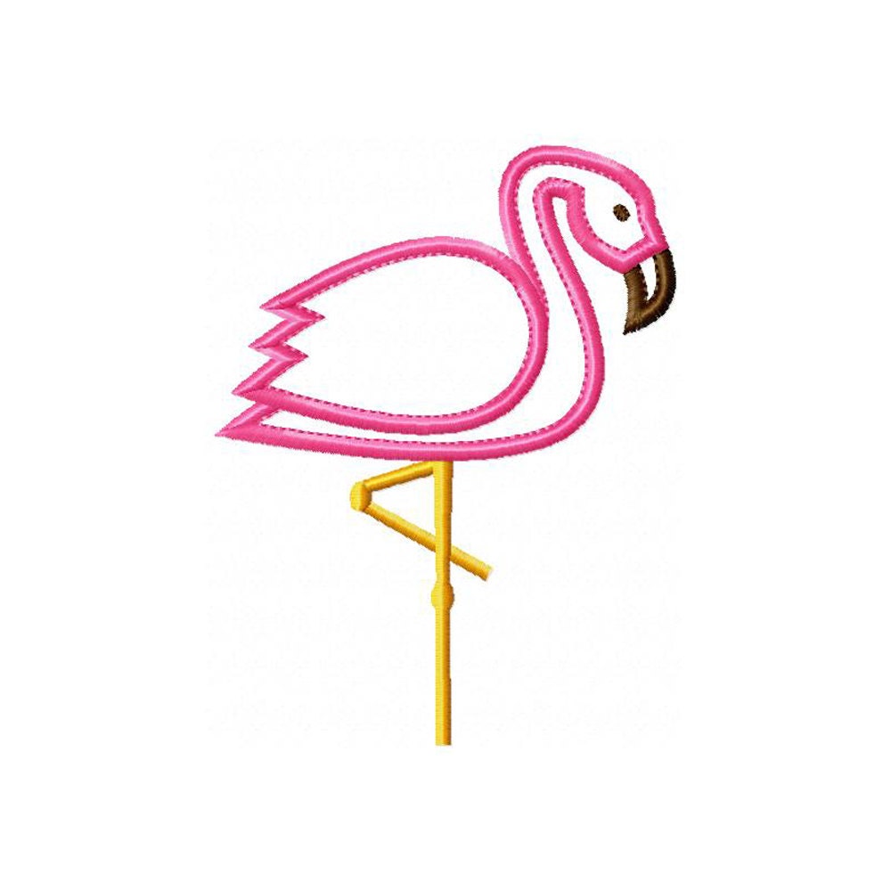 Flamingo Machine Embroidery Design Applique Pattern in 5 sizes 4", 5