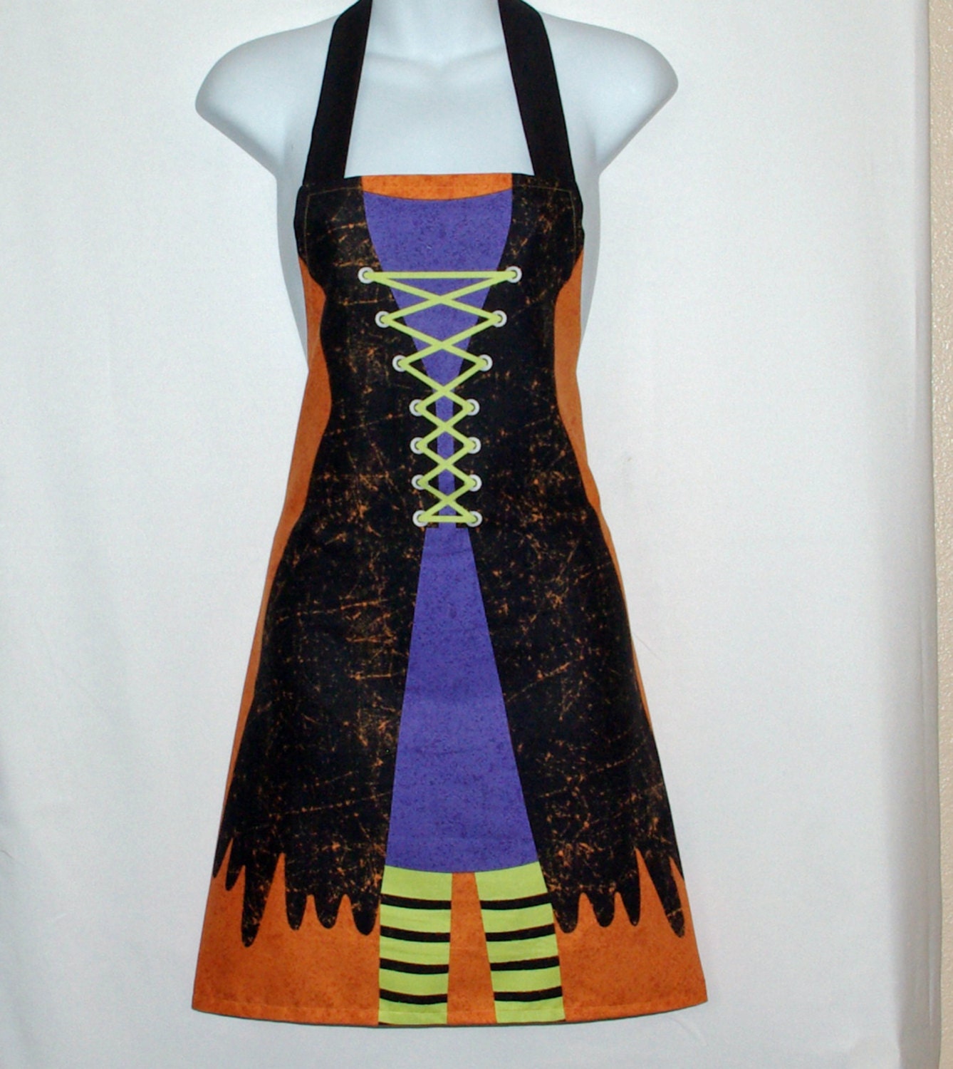Halloween Apron Witch Costume Orange Black Apron Custom
