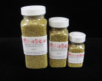 Gold Metallic 2MM Sugar Pearls, Gold Dragees, Cupcake Sprinkles, Cake Pop Sprinkles, Wedding Cake Decorations, Cake Decorating