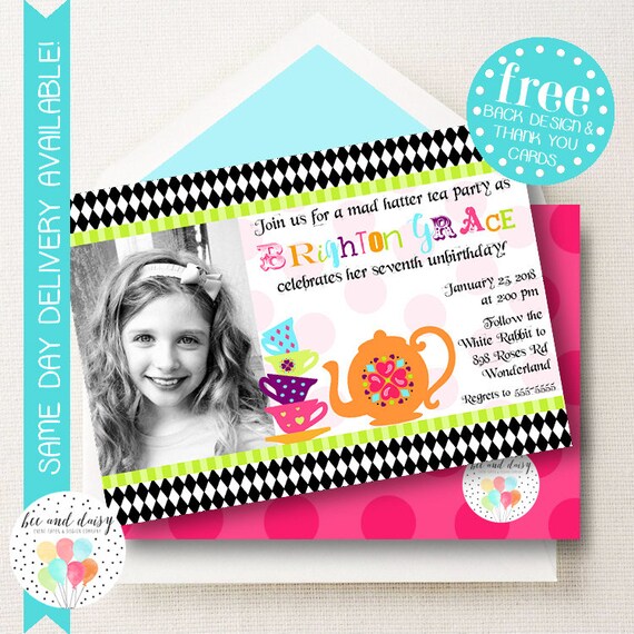 Mad Hatter Tea Party Birthday Invitation, Mad Hatter Tea Party Invitation, Mad Hatter Party Invitation, Alice In Wonderland Birthday Invite Il_570xn