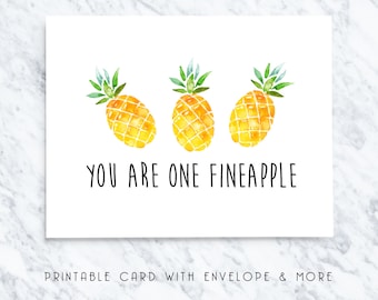 pineapple printable, valentines card, fruit pun card, fineapple card, funny valentines, food pun card, pineapple download