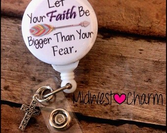 BIG faith... Retractable Badge holder..1.5inches, nurse badge holder, teacher, secretary, boss gift