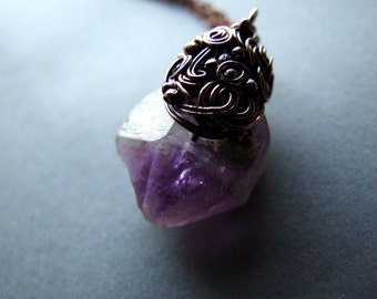 Amethyst Necklace, Raw Purple Amethyst Necklace, Organic Raw Jewelry