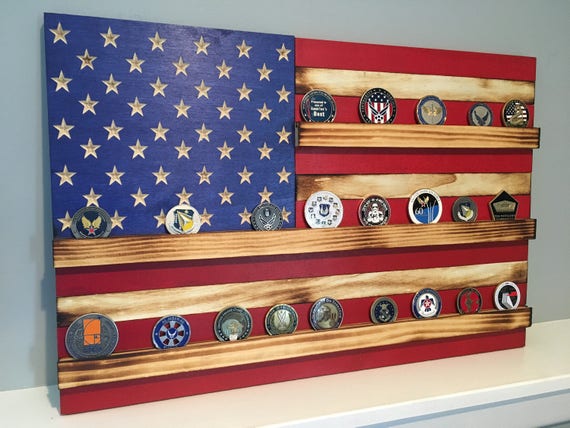 American Flag Challenge Coin Display Rack