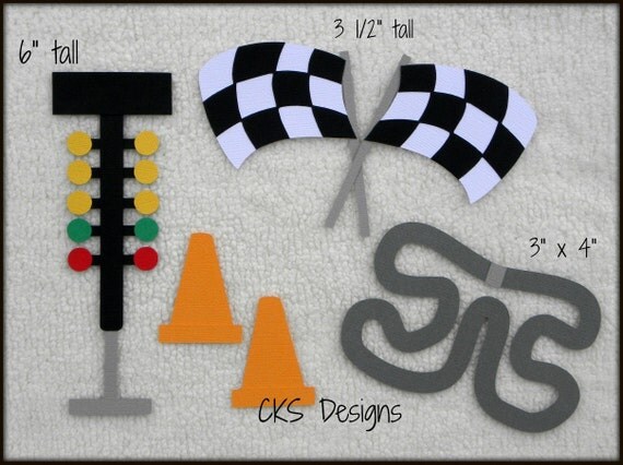 Die Cut Racing Race Track Scrapbook Page Embellishments for