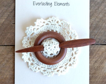 Wooden 2-Piece Shawl Pin - Upcycled & Reclaimed Wooden Scarf Shawl Pin