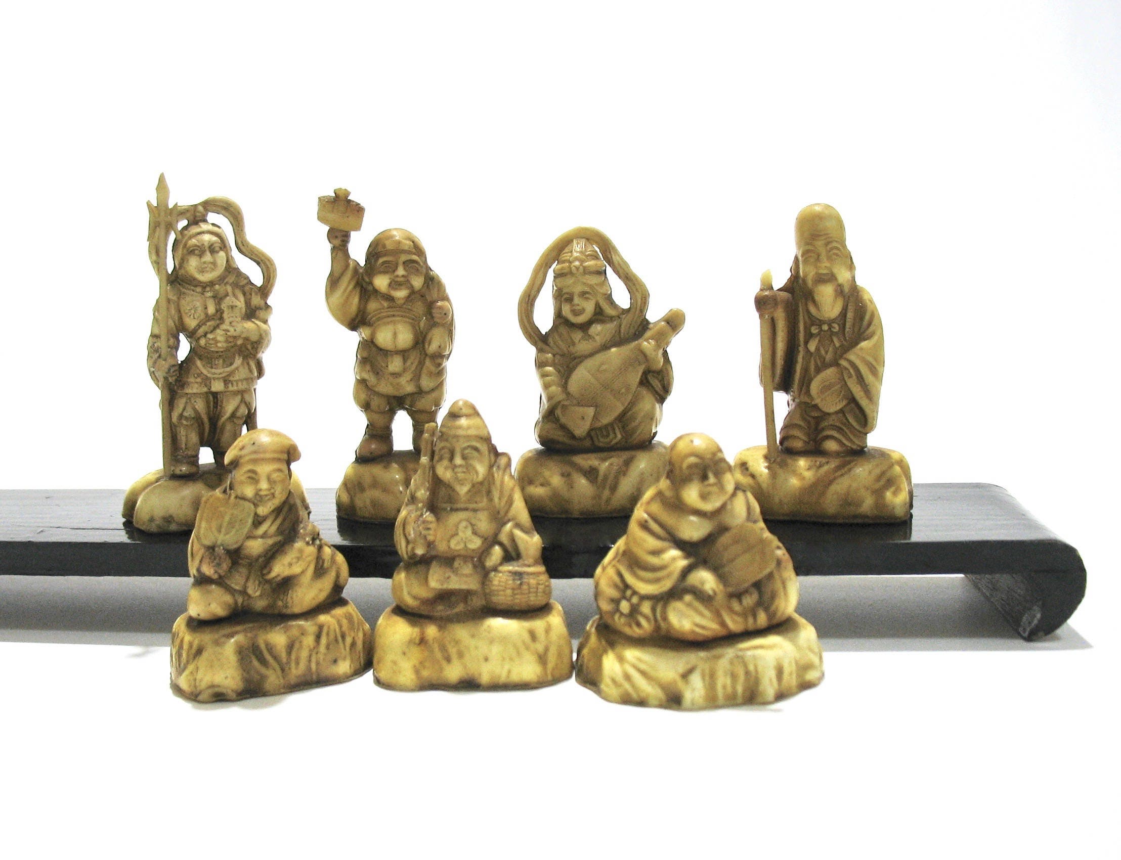 Seven Gods Of Good Fortune Celluoid Japanese Lucky Gods With