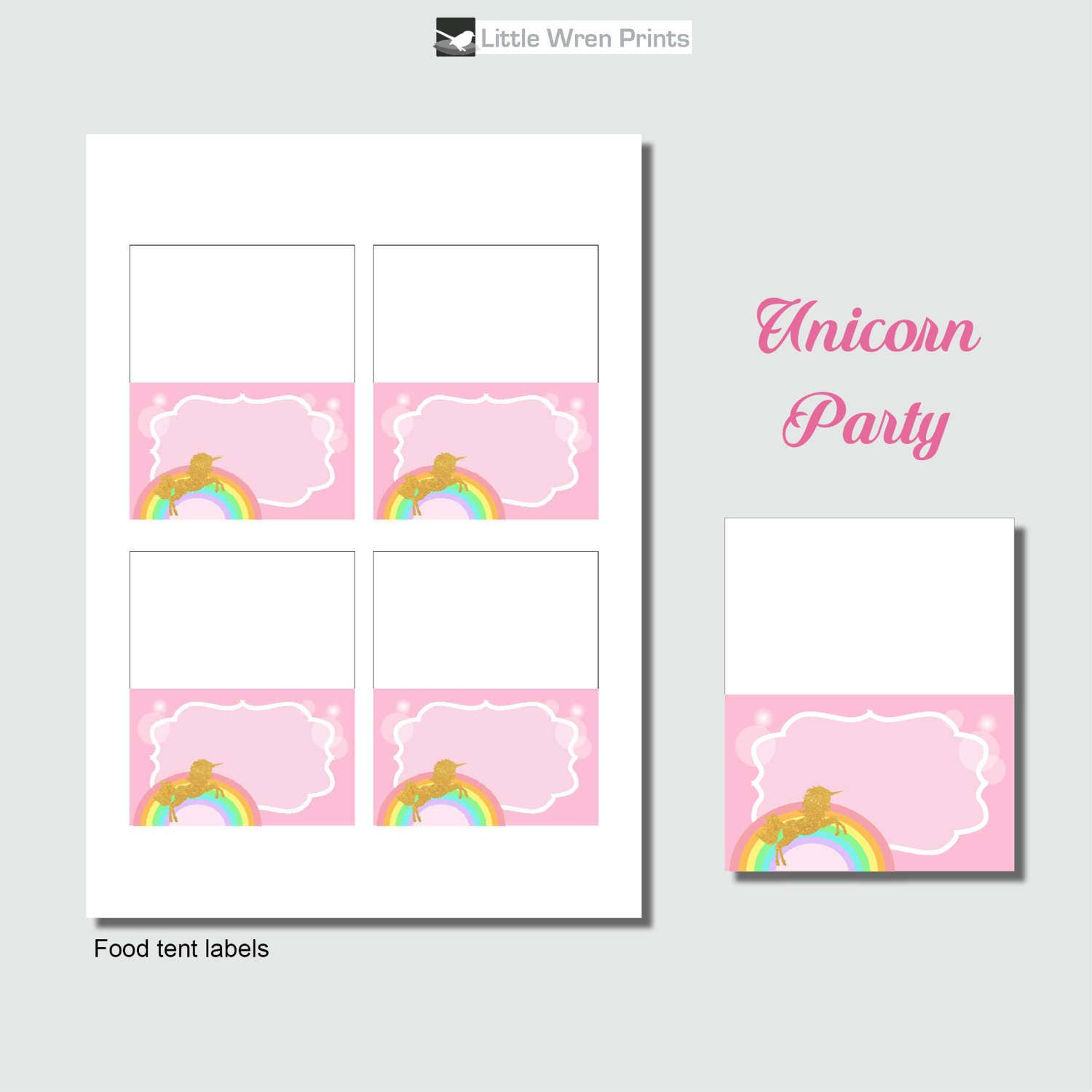Unicorn Party Food Tents Food labels Unicorn Rainbow Party