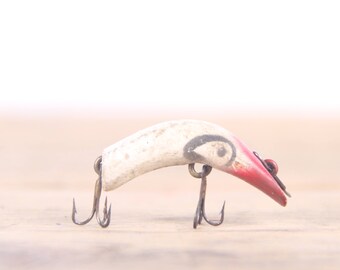 Vintage Fly Ike Fishing Lure / Heddon Fishing Lure / Fishing Decor / Old Fishing Lure / Black Silver Lure