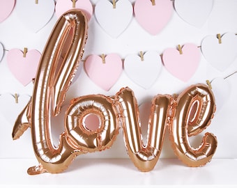 Rose Gold Wedding Decorations, Love Letter Balloon, Photo Booth Props, Engagement Wedding Banner, Bridal Shower, Valentines, Bachelorette