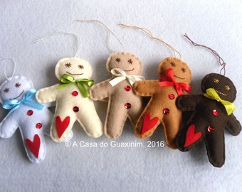 Set of 5 Gingerbread Man - Christmas ornaments