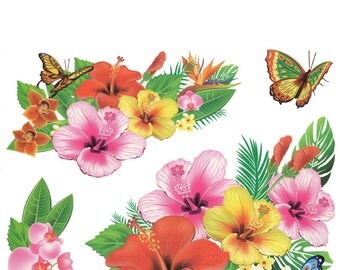 Hawaiin Flowers Large Tattoo Sheet - 1 Pc