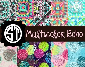 Multicolor Boho Patterns Vinyl (Indoor, Outdoor, Glitter vinyl , HTV iron on, Glitter HTV) Lamination available Mask not included