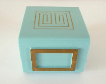 Mod Turquoise Celluloid Ring Box Vintage Ring Box Holder Display Wedding Ring Box from TreasuresOfGrace