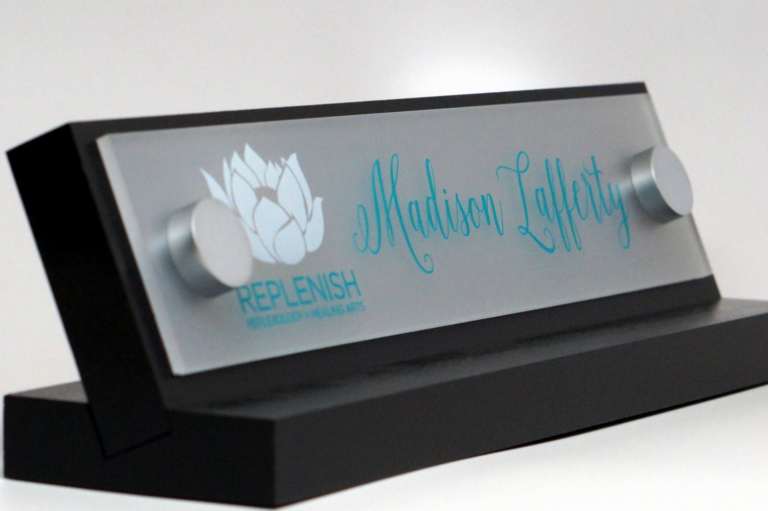 Office Name Plate: Personalized Wood Desk Sign and Acrylic