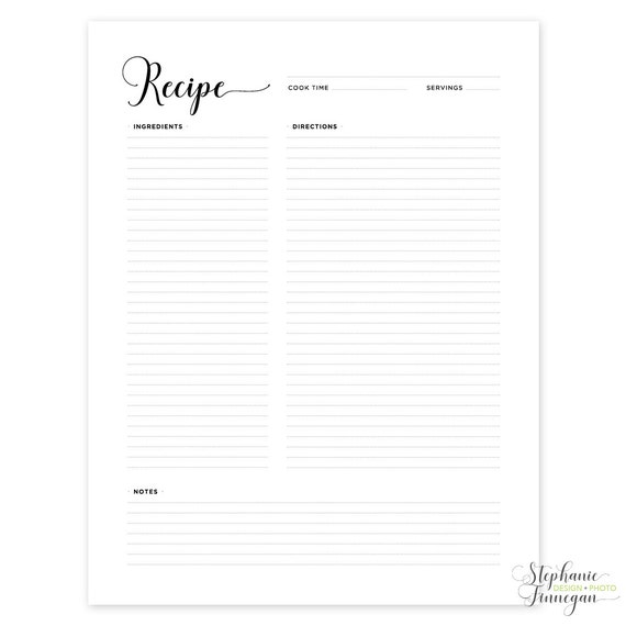 Recipe Page Recipe Printable Recipe Card Recipe Template