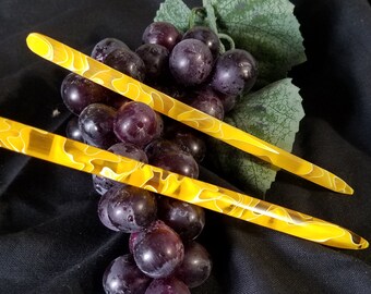 canary acrylic hair sticks, acrylic yellow water hair sticks (choose one or more)