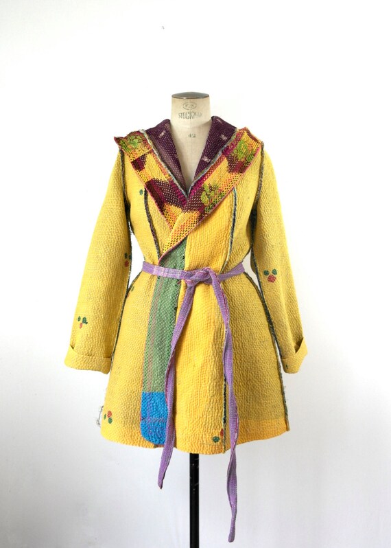 kantha quilt jacket kantha coat kantha jacket hooded coat