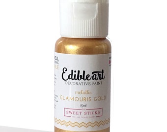 Glamorous Gold Metallic Edible Art Paint by Sweet Sticks for cake, cookie, & confectionary decorating