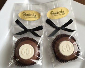 Chocolate Covered Oreo Cookie Candy Party Favors Number Sixty 60th Anniversary Birthday #60 Decorations 60s Dessert Table Decor