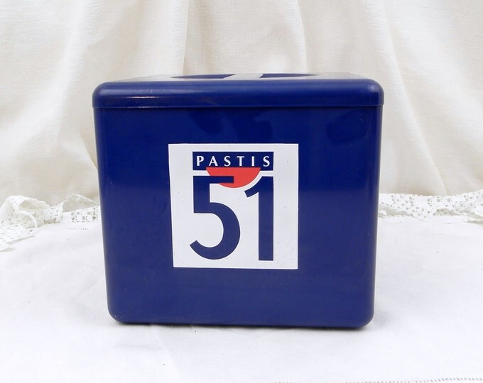 Vintage Blue Pastis 51 Ice Bucket, Ice Cube Holder, French Design, Retro, Vintage, Man Cave, Decor, Bar, Bistro, Barware, Ricard, France