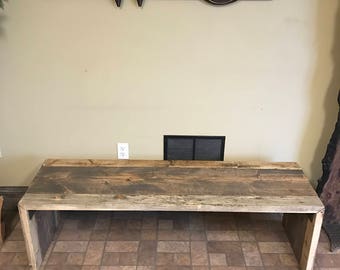 Beautiful 3 Tone Aged Parsons Style Rustic Wooden Bench
