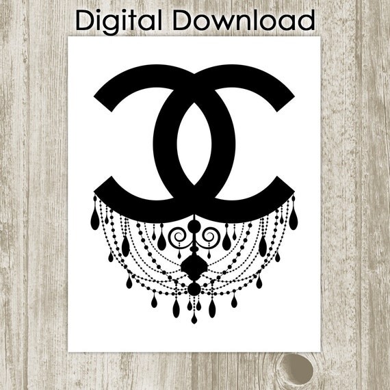 Coco Chanel Logo Print Printable Chandelier by SavvySilverArt