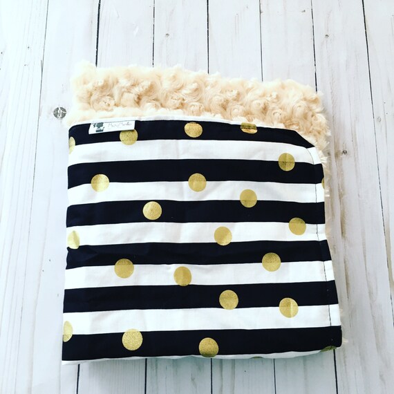 Luxury Baby Blanket Chic Baby Blanket Black Stripe by BizyBelle
