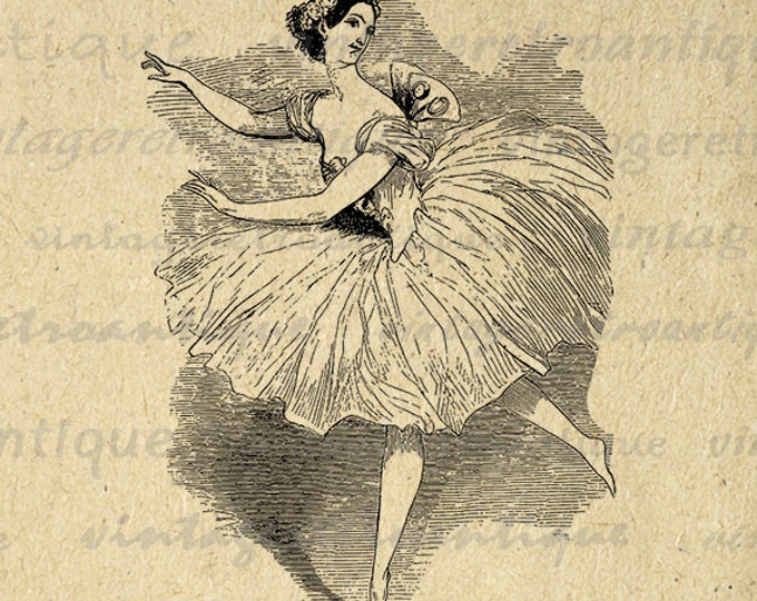 Digital Printable Ballerina Woman Ballet Graphic Download Image Illustration Antique Clip Art Jpg Png Eps HQ 300dpi No.2921