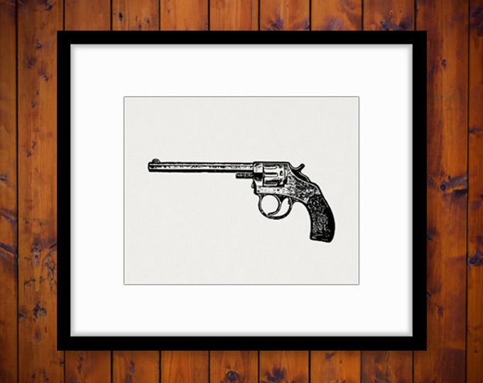 Western Revolver Gun Digital Image Download Pistol Graphic Printable Antique Clip Art Jpg Png Eps HQ 300dpi No.1304