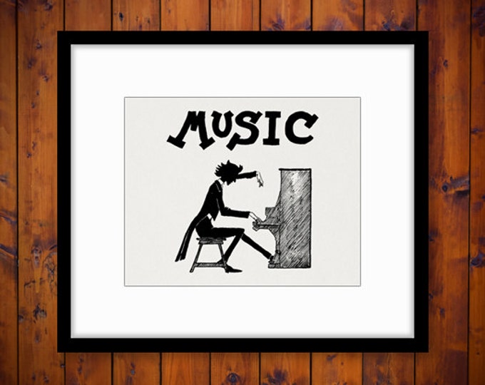 Digital Image Piano Player Music Download Printable Graphic Artwork Antique Clip Art Jpg Png Eps HQ 300dpi No.3873