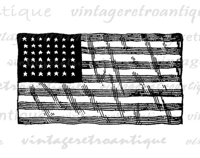 American Flag Graphic Image Digital United States Download Printable Vintage Clip Art Jpg Png Eps HQ 300dpi No.4177