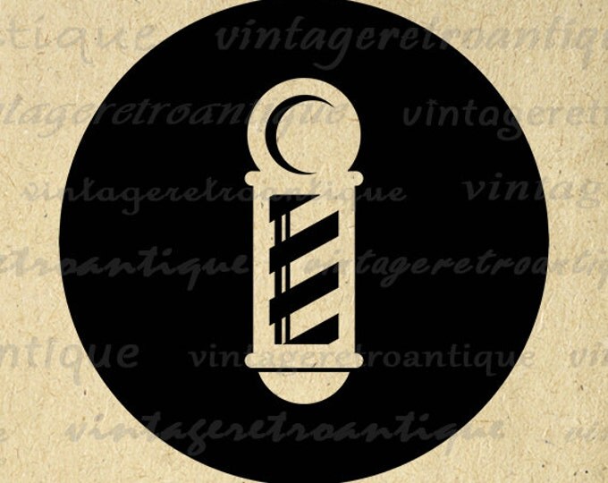 Barber Pole Graphic Image Printable Barber Shop Icon Download Hairdesser Salon Hair Digital Antique Clip Art Jpg Png HQ 300dpi No.4443