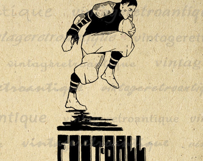 Antique Football Digital Graphic Printable Download Sports Image Vintage Clip Art Jpg Png Eps HQ 300dpi No.4066